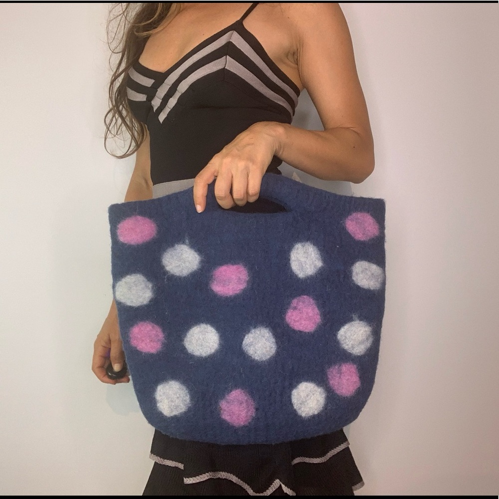 Lana Sara molano textile art handmade purse felt